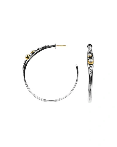 Shop Konstantino Pearl Hoop Earrings In Silver/gold