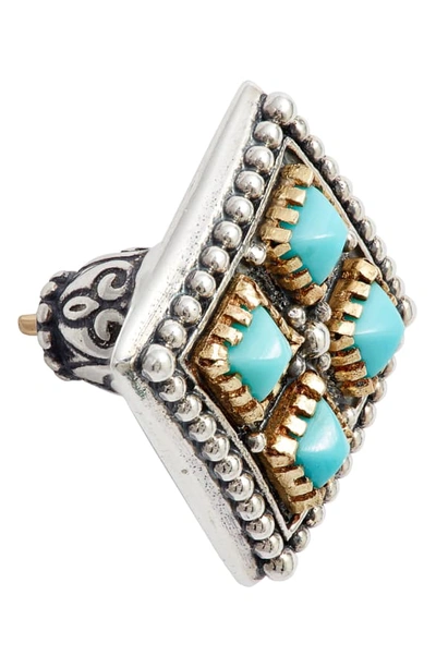 Shop Konstantino Trillion Stone Stud Earrings In Silver/ Gold/ Turquoise