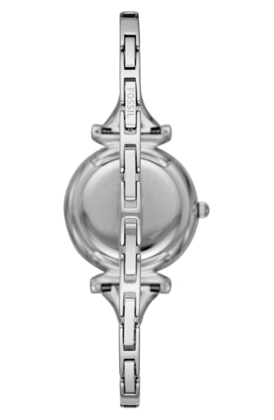 Shop Fossil Mini Carlie Bracelet Watch, 28mm In Silver/ Mop/ Silver