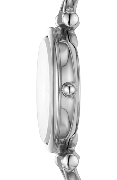 Shop Fossil Mini Carlie Bracelet Watch, 28mm In Silver/ Mop/ Silver