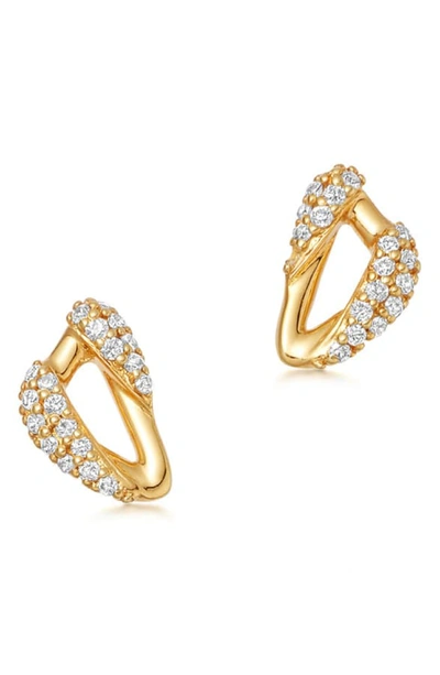 Shop Astley Clarke Mini Vela Pave Diamond Stud Earrings In Yellow Gold/ Diamond