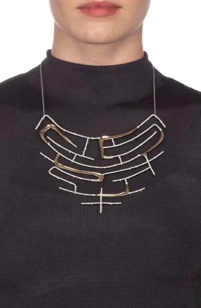Shop Alexis Bittar Maze Bib Necklace In Rhodium
