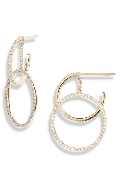 Shop Ef Collection Interlocking Pave Diamond Hoop Earrings In Yellow Gold/ Diamond