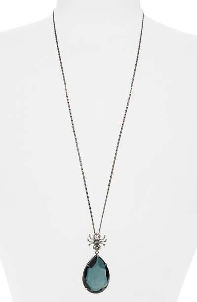 Shop Alexander Mcqueen Spider Droplet Necklace In Gold