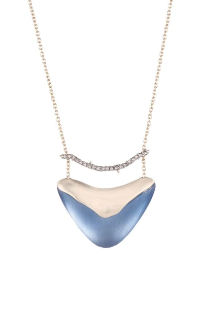 Shop Alexis Bittar Essentials Crystal Encrusted Bar & Shield Pendant Necklace In Horizon Blue