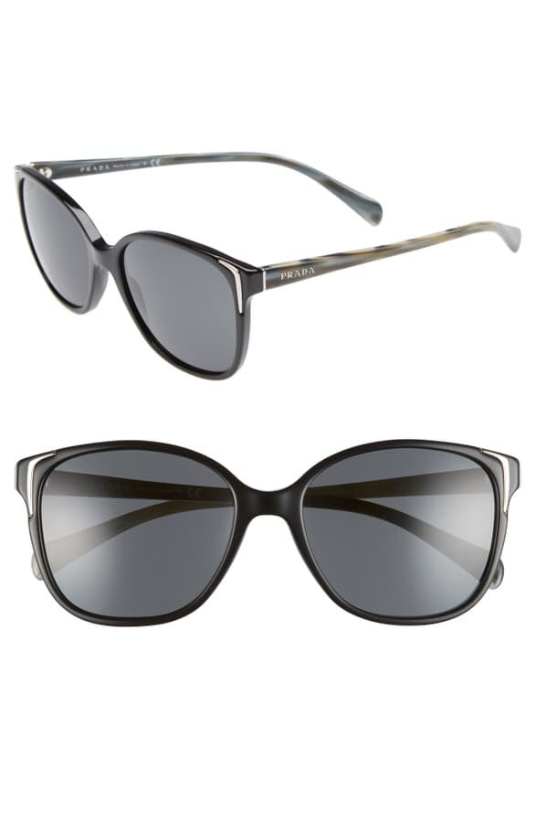 Prada 55mm Retro Sunglasses In Black 