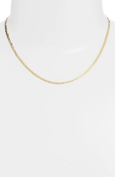 Shop Loren Stewart Braided Demi Herringbone Chain Necklace In Yellow Gold