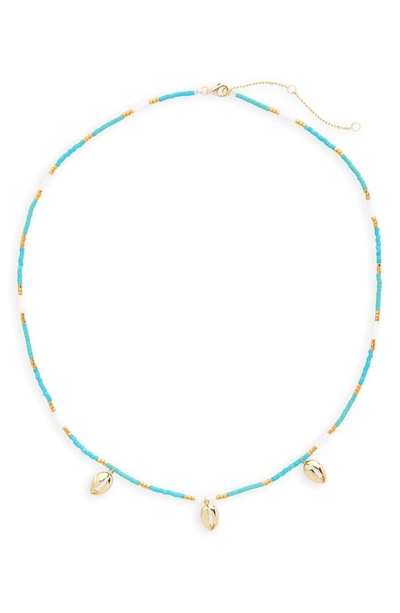 Shop Argento Vivo Seashell Charm Necklace In Blue