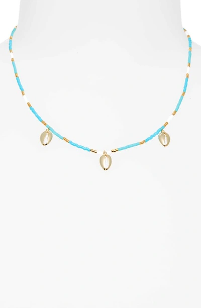 Shop Argento Vivo Seashell Charm Necklace In Blue