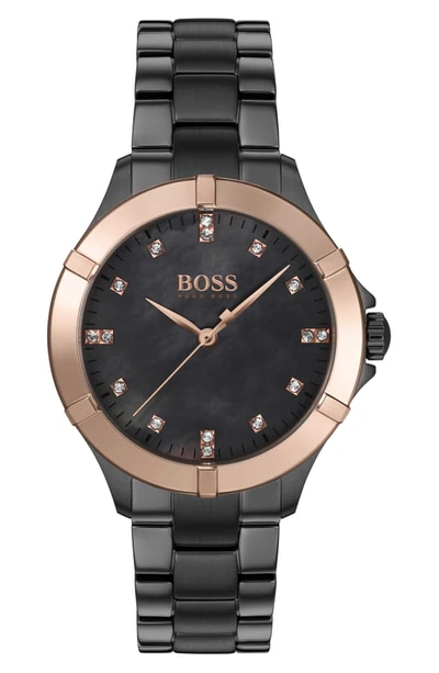 Shop Hugo Boss Mini Sport Bracelet Watch, 32mm In Gunmetal/ Grey Mop/ Gold