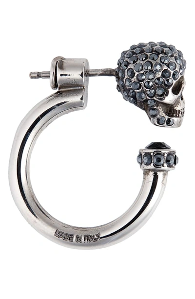 Shop Alexander Mcqueen Skull Huggie Hoop Earrings In Hematite