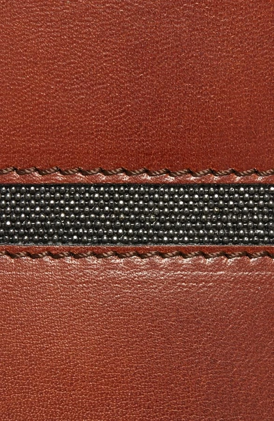 Shop Brunello Cucinelli Monili Bead Leather Corset Belt In Brown