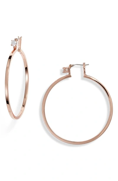 Shop Vince Camuto Cubic Zirconia Hoop Earrings In Rose Gold/ Crystal