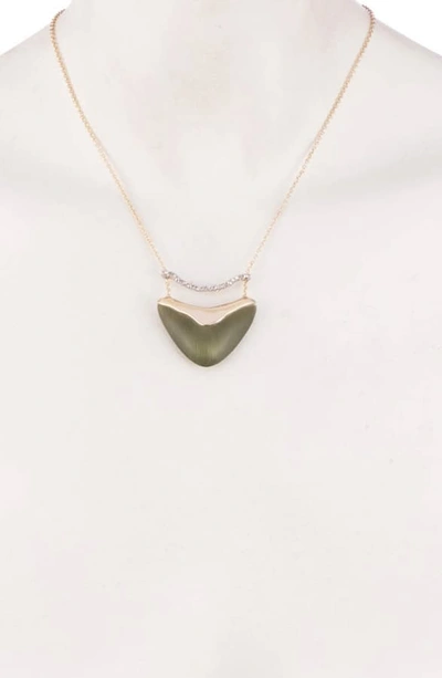 Shop Alexis Bittar Essentials Crystal Encrusted Bar & Shield Pendant Necklace In Light Sage