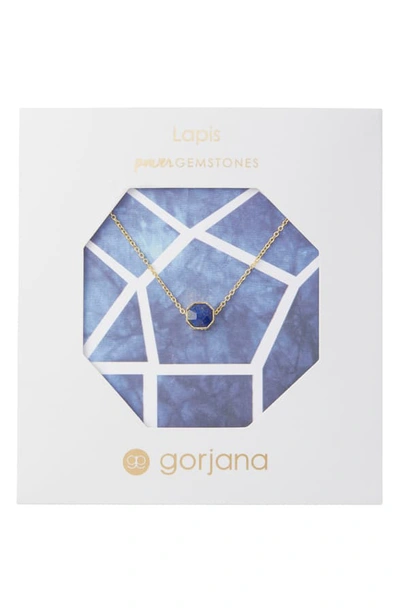 Shop Gorjana Power Gemstone Charm Adjustable Necklace In Wisdom/ Lapis/ Gold