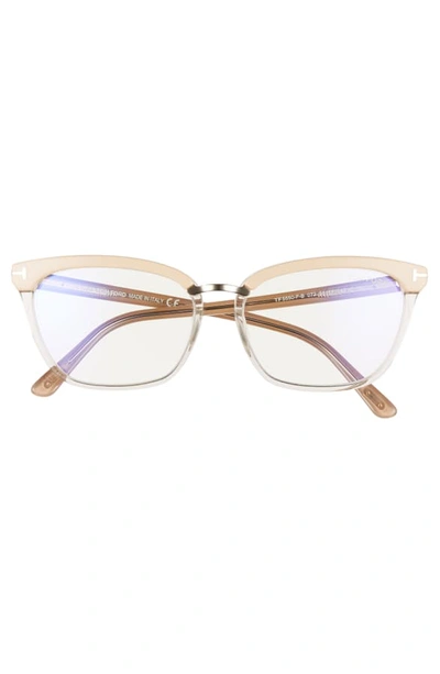 Shop Tom Ford 55mm Blue Light Blocking Glasses In Beige/ Pink