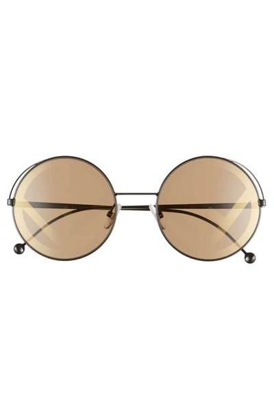 Shop Fendi 53mm Lenticular Round Sunglasses - Black/ Gold