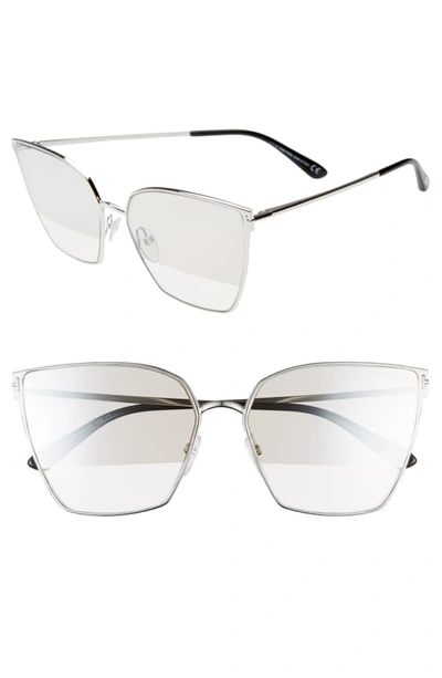Shop Tom Ford Helena 59mm Cat Eye Sunglasses In Rhodium/ Black/ Smoke/ Silver