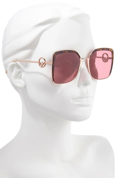 Shop Fendi 58mm Square Sunglasses In Gold Copper/ Pattern