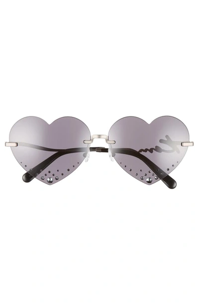 Shop Kenzo 63mm Oversize Rimless Heart Sunglasses In Matte Dark Ruthenium/ Smoke