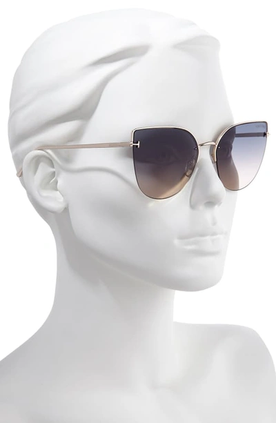 Shop Tom Ford Ingrid 60mm Cat Eye Sunglasses In Rose Gold/ Grey To Ochre