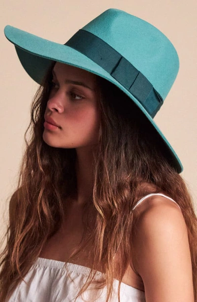 Shop Brixton 'piper' Floppy Wool Hat - Green In Sea Green