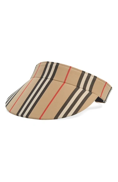 Shop Burberry Heritage Stripe Visor - Brown In Archive Beige Ip Chk