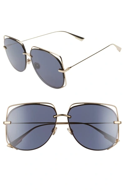 Shop Dior Stellair 61mm Aviator Sunglasses In Gold/ Blue