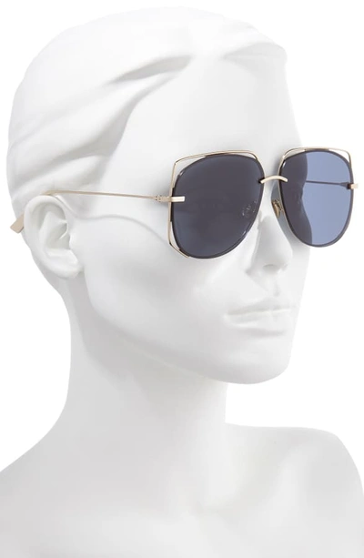 Shop Dior Stellair 61mm Aviator Sunglasses In Gold/ Blue