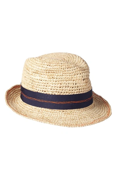 Shop Lola Hats Tarboush Azure Raffia Hat In Navy