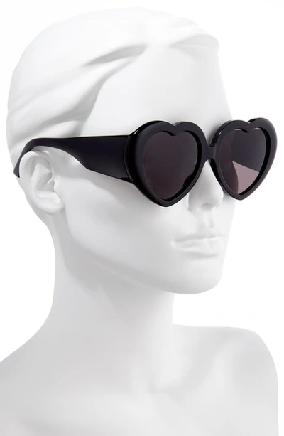 Shop Balenciaga 54mm Heart Shaped Sunglasses In Shiny Black/ Grey