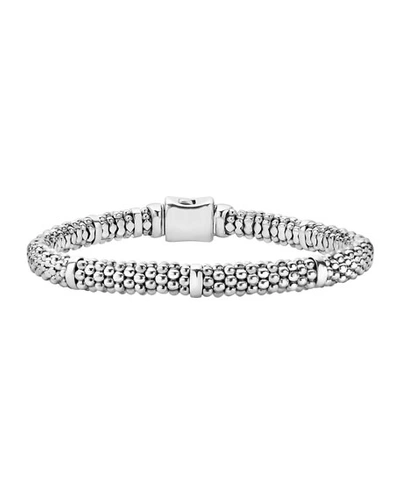 Shop Lagos Caviar Rope Bracelet In Silver