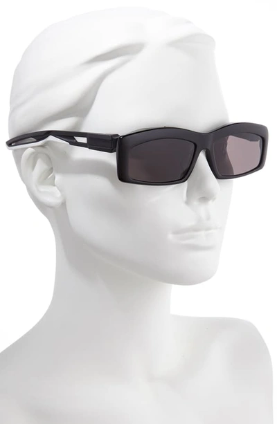 Shop Balenciaga 59mm Rectangular Sunglasses - Shiny Black/ Grey