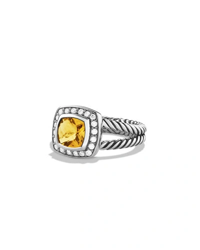 Shop David Yurman Petite Albion Ring With Diamonds In Citrine