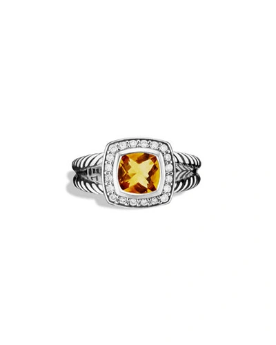 Shop David Yurman Petite Albion Ring With Diamonds In Citrine