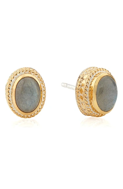 Shop Anna Beck Labradorite Stud Earrings In Gold/ Labradorite