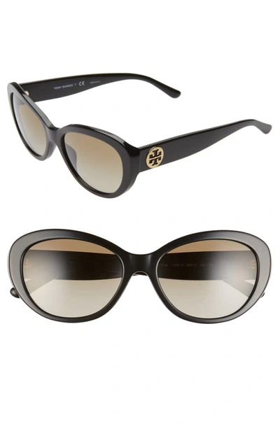 Shop Tory Burch 56mm Gradient Cat Eye Sunglasses In Black/ Grey Gradient