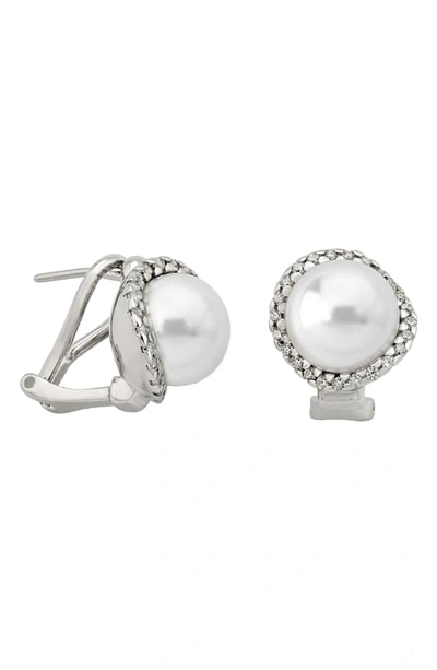 Shop Majorica Simulated Pearl & Cubic Zirconia Earrings In Silver