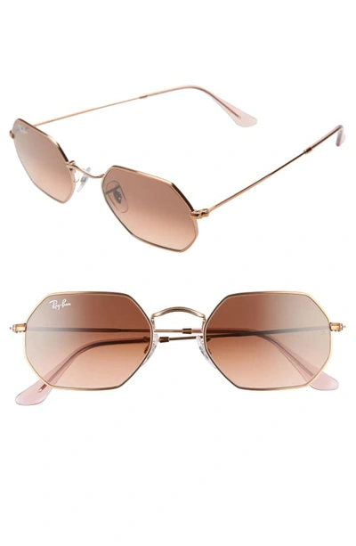 Shop Ray Ban 53mm Rectangular Sunglasses - Copper/ Copper Gradient