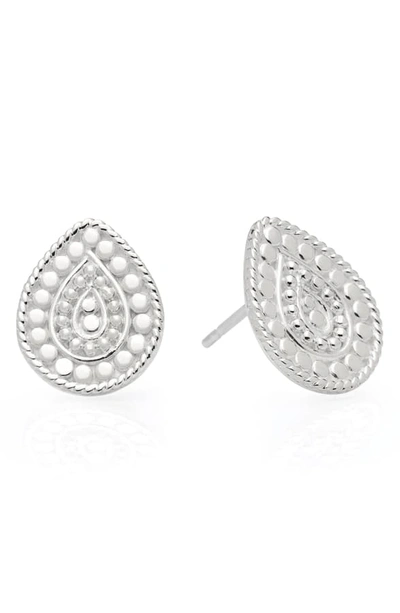 Shop Anna Beck Beaded Teardrop Stud Earrings In Silver