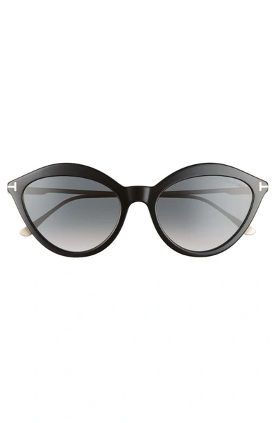 Shop Tom Ford Chloe 57mm Cat Eye Sunglasses - Black/ Rose Gold/ Grey Ochre