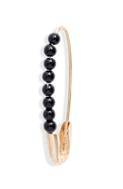 Shop Loren Stewart Friendship Onyx Safety Pin Earring In Yellow Gold/ Black Onyx