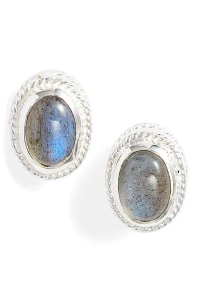 Shop Anna Beck Labradorite Stud Earrings In Silver/ Labradorite