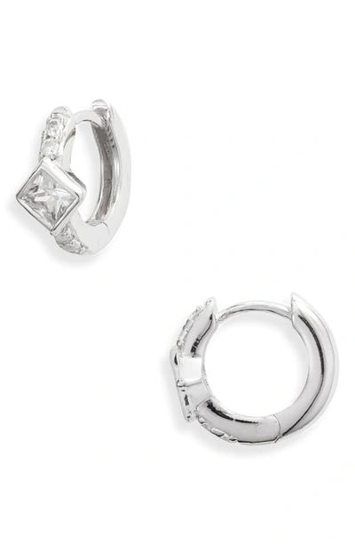 Shop Argento Vivo Cubic Zirconia Station Huggie Hoop Earrings In Silver