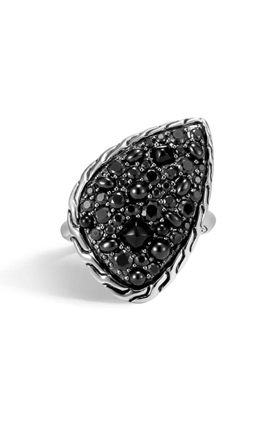 Shop John Hardy Classic Chain Black Sapphire Ring In Silver/ Black Sapphire