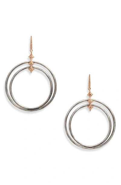 Shop Armenta New World Diamond Double Circle Drop Earrings In Silver/ Gold