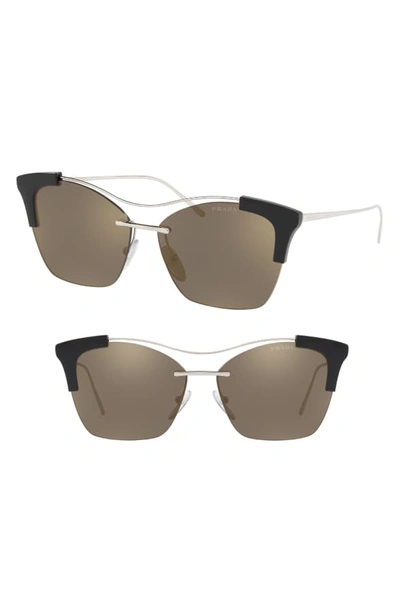 Shop Prada Evolution 57mm Butterfly Sunglasses In Silver Mirror