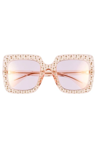 Gucci Oversized Square Transparent Sunglasses W/ Crystal Star  Embellishments In Pink | ModeSens