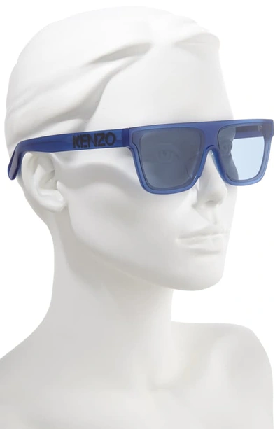 Shop Kenzo 67mm Special Fit Oversize Flat Top Sunglasses In Crystal Blue/ Blue