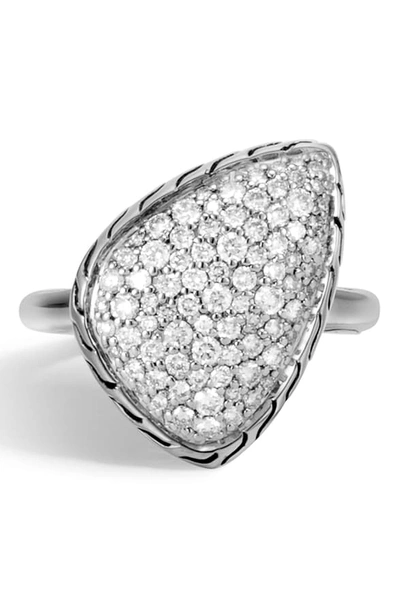 Shop John Hardy Classic Chain Small Pave Diamond Ring In Silver/ Diamond